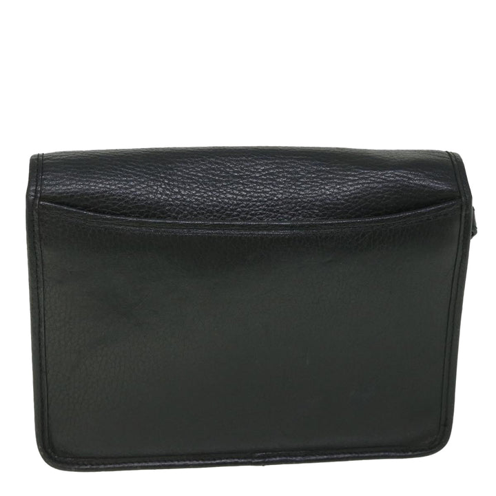 BurberrySs Clutch Bag Leather Black Auth bs8730