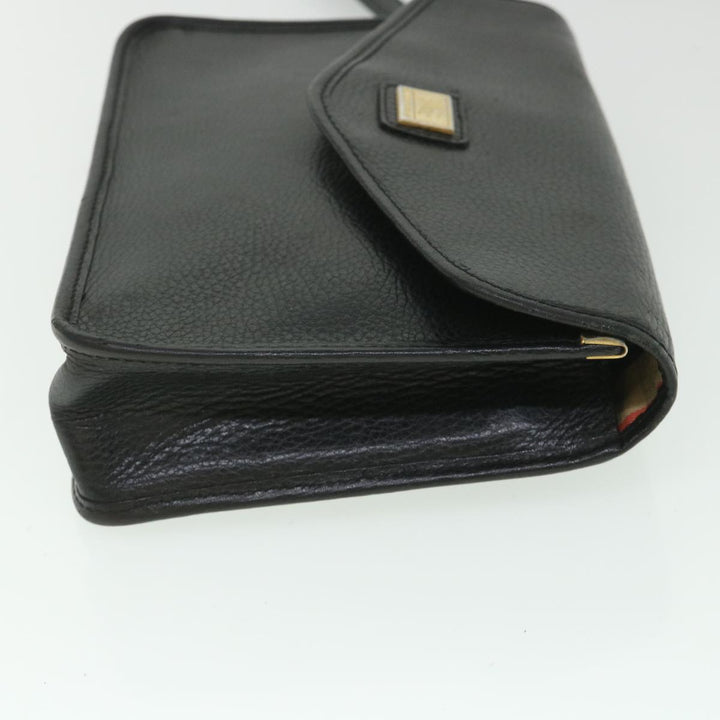 BurberrySs Clutch Bag Leather Black Auth bs8730