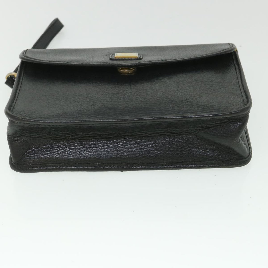 BurberrySs Clutch Bag Leather Black Auth bs8730