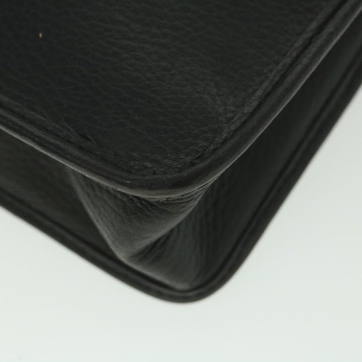 BurberrySs Clutch Bag Leather Black Auth bs8730