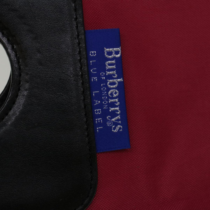 BURBERRYSs Nova Check Blue Label Hand Bag Nylon Red Gray Auth bs8760