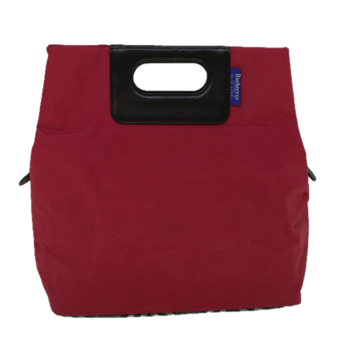 BURBERRYSs Nova Check Blue Label Hand Bag Nylon Red Gray Auth bs8760