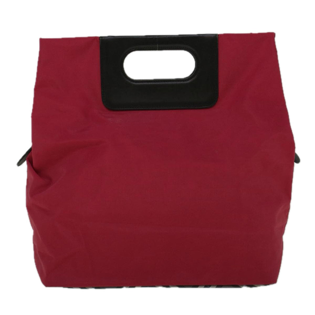 BURBERRYSs Nova Check Blue Label Hand Bag Nylon Red Gray Auth bs8760