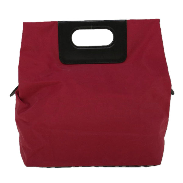 BURBERRYSs Nova Check Blue Label Hand Bag Nylon Red Gray Auth bs8760
