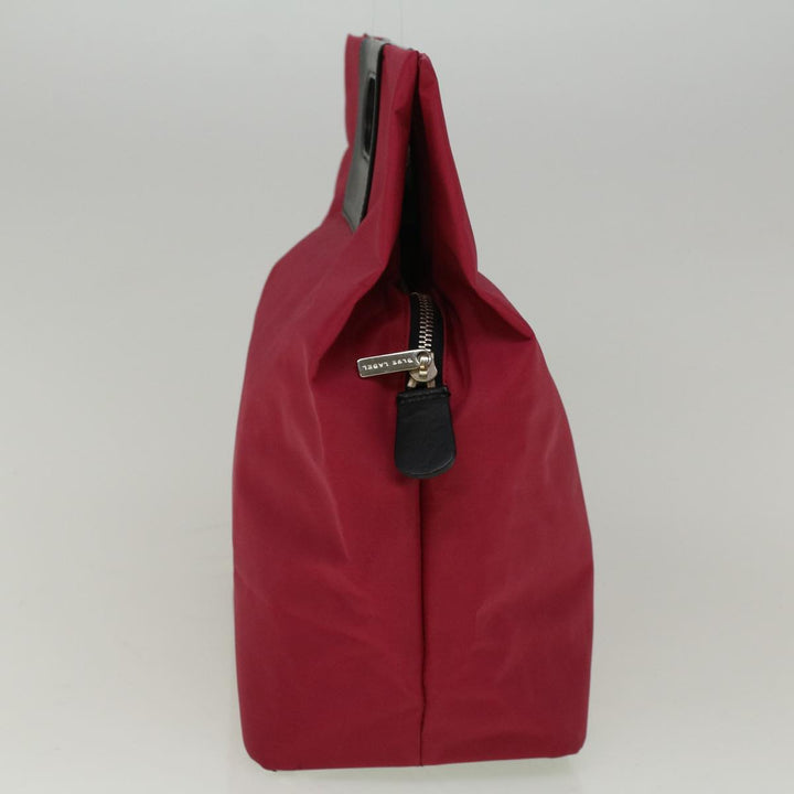 BURBERRYSs Nova Check Blue Label Hand Bag Nylon Red Gray Auth bs8760