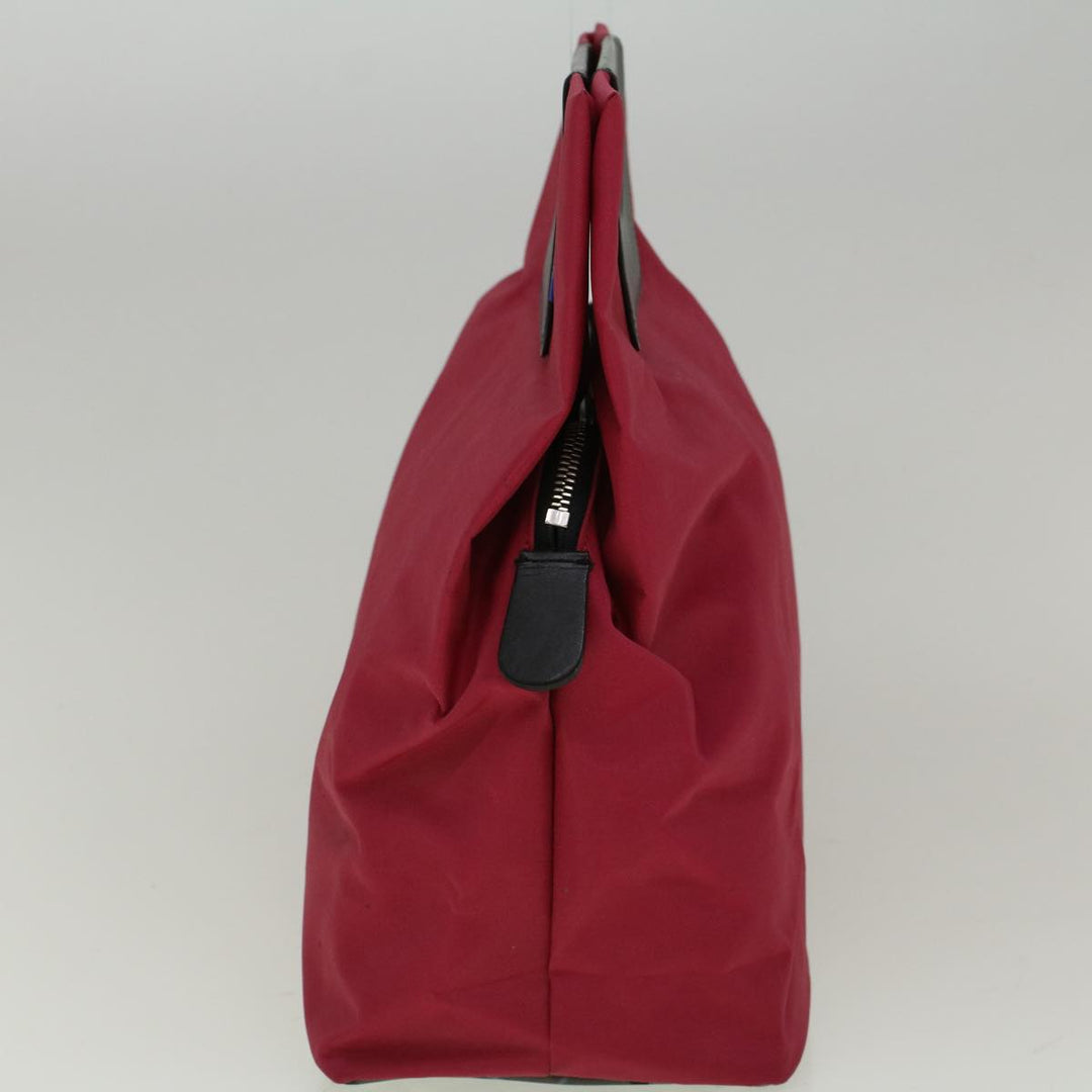 BURBERRYSs Nova Check Blue Label Hand Bag Nylon Red Gray Auth bs8760