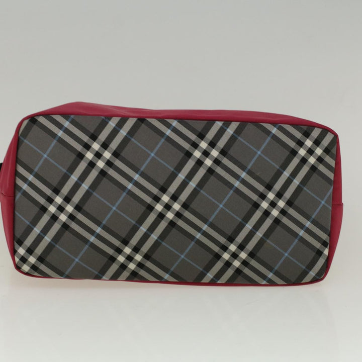 BURBERRYSs Nova Check Blue Label Hand Bag Nylon Red Gray Auth bs8760