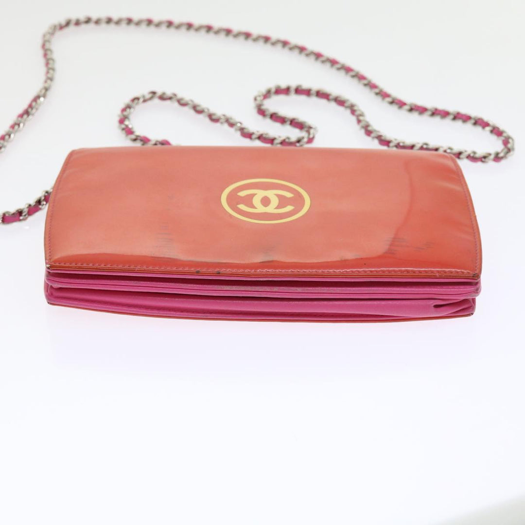 Top Quality Chanel Chain Shoulder Bag Patent leather Orange CC Auth bs8828