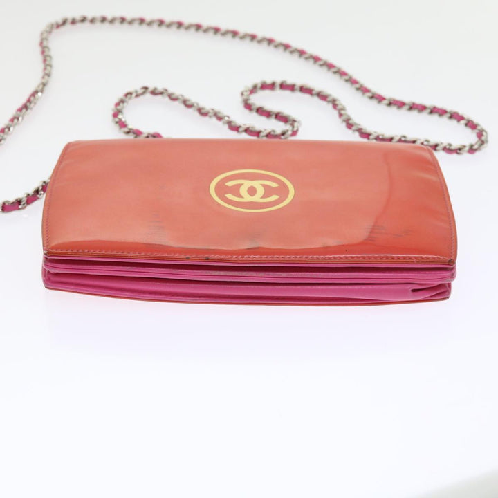 Top Quality Chanel Chain Shoulder Bag Patent leather Orange CC Auth bs8828