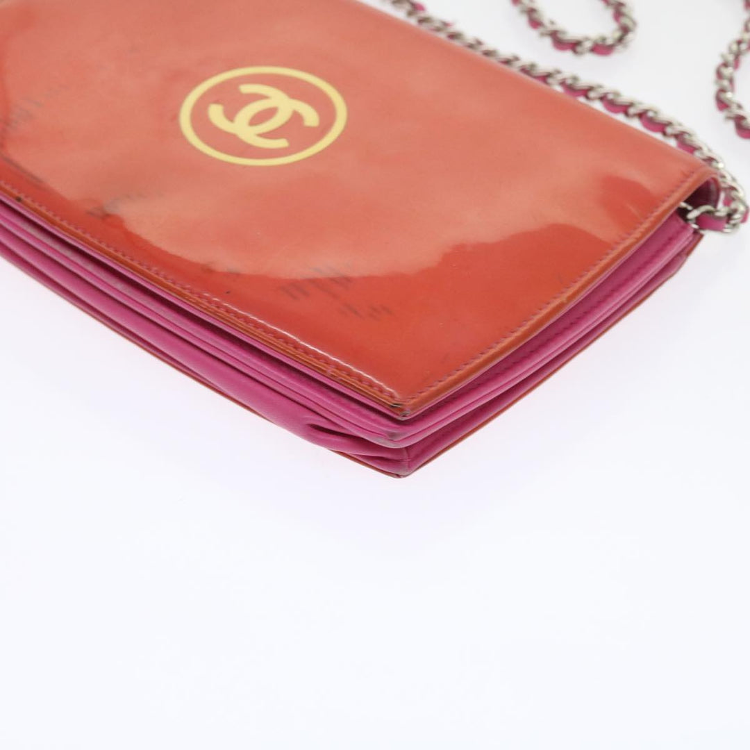 Top Quality Chanel Chain Shoulder Bag Patent leather Orange CC Auth bs8828