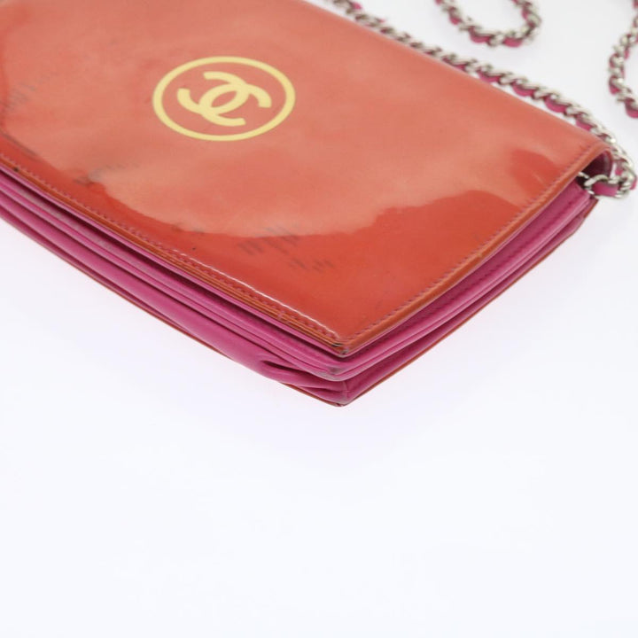 Top Quality Chanel Chain Shoulder Bag Patent leather Orange CC Auth bs8828
