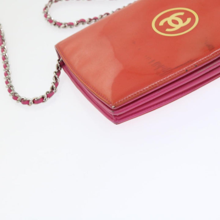 Top Quality Chanel Chain Shoulder Bag Patent leather Orange CC Auth bs8828