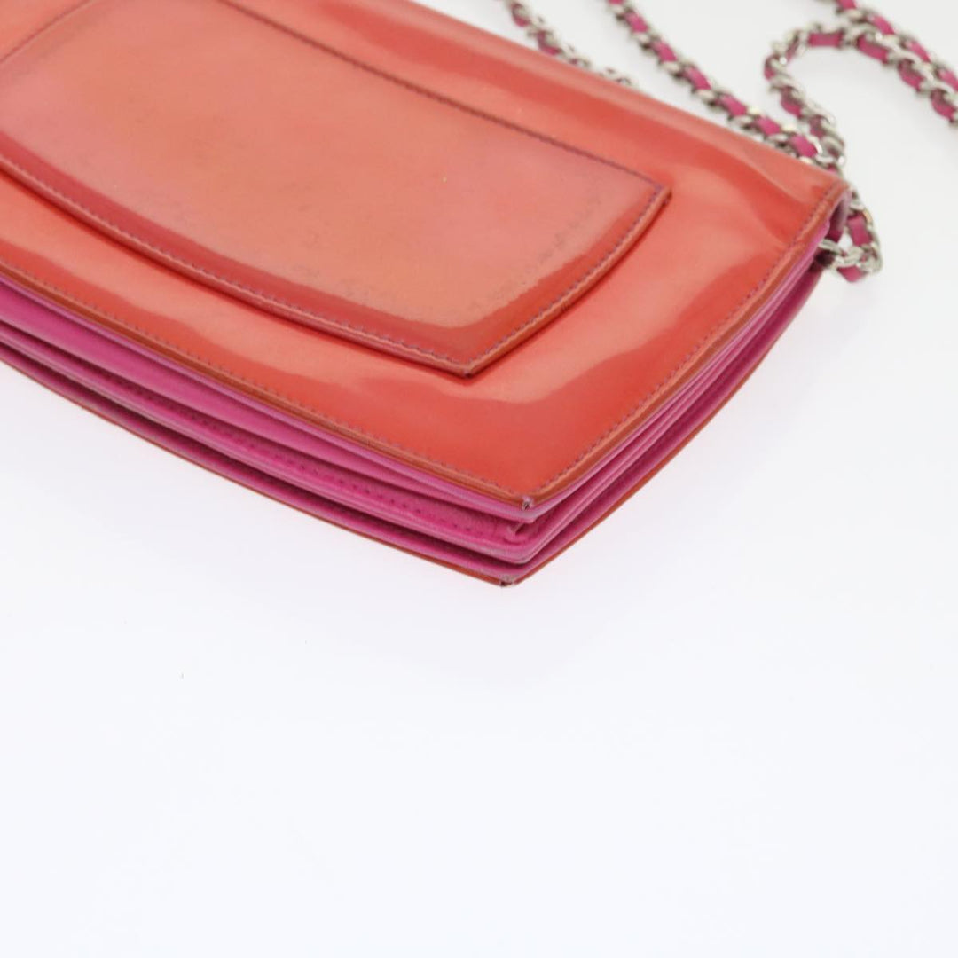 Top Quality Chanel Chain Shoulder Bag Patent leather Orange CC Auth bs8828