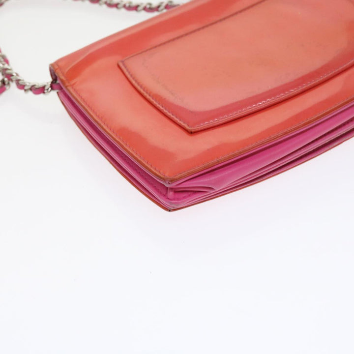 Top Quality Chanel Chain Shoulder Bag Patent leather Orange CC Auth bs8828