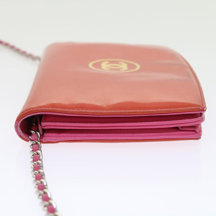 Top Quality Chanel Chain Shoulder Bag Patent leather Orange CC Auth bs8828