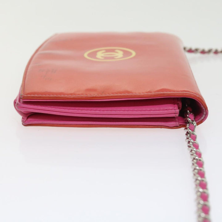 Top Quality Chanel Chain Shoulder Bag Patent leather Orange CC Auth bs8828