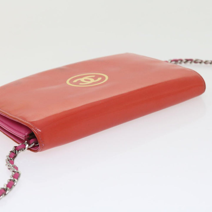 Top Quality Chanel Chain Shoulder Bag Patent leather Orange CC Auth bs8828