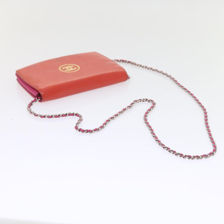 Top Quality Chanel Chain Shoulder Bag Patent leather Orange CC Auth bs8828