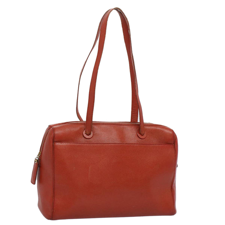 Chanel Shoulder Bag Leather Orange CC Auth bs8843