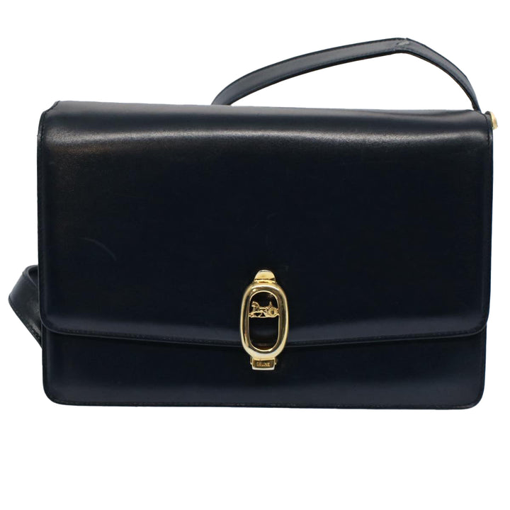 Celine Shoulder Bag Leather Navy Auth bs8957