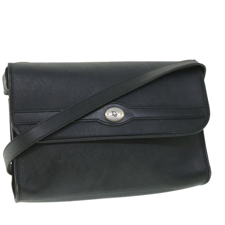 CHRISTIAN Top quality Dior Honeycomb Canvas Shoulder Bag PVC Leather Black Auth bs8977
