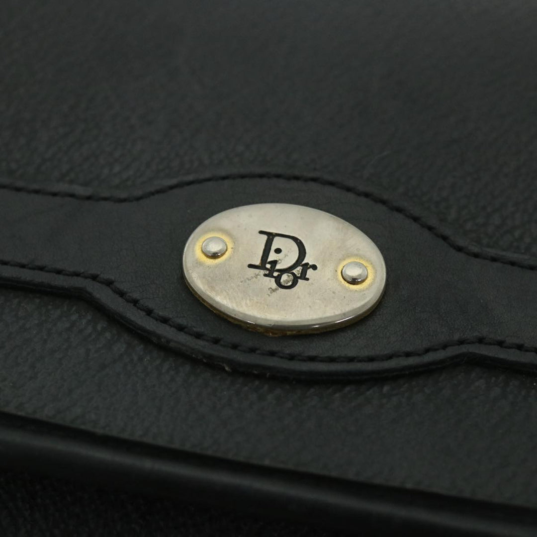 CHRISTIAN Top quality Dior Honeycomb Canvas Shoulder Bag PVC Leather Black Auth bs8977