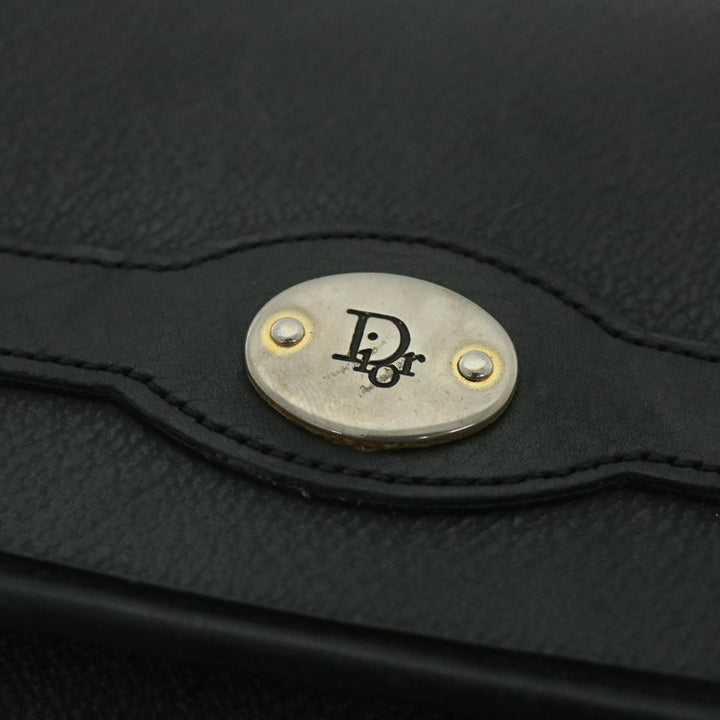 CHRISTIAN Top quality Dior Honeycomb Canvas Shoulder Bag PVC Leather Black Auth bs8977