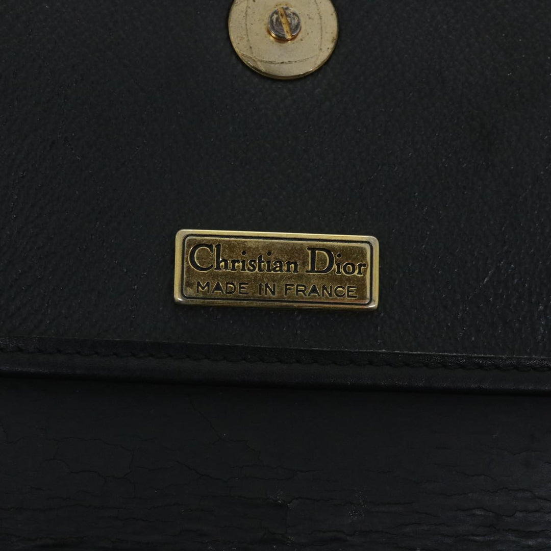 CHRISTIAN Top quality Dior Honeycomb Canvas Shoulder Bag PVC Leather Black Auth bs8977