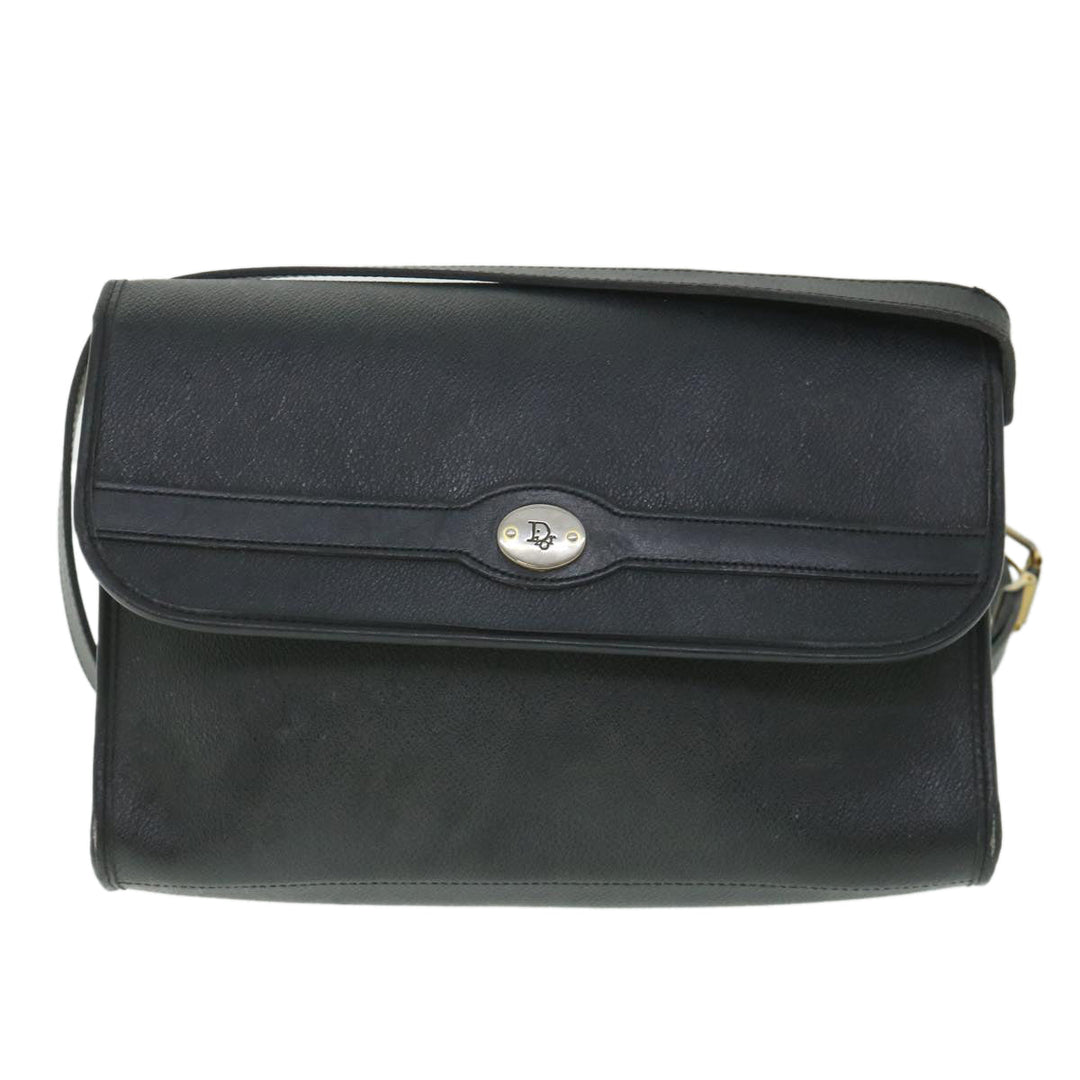 CHRISTIAN Top quality Dior Honeycomb Canvas Shoulder Bag PVC Leather Black Auth bs8977