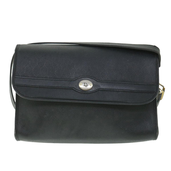 CHRISTIAN Top quality Dior Honeycomb Canvas Shoulder Bag PVC Leather Black Auth bs8977