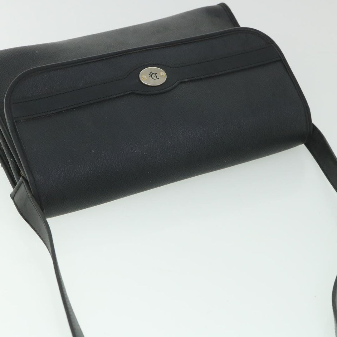 CHRISTIAN Top quality Dior Honeycomb Canvas Shoulder Bag PVC Leather Black Auth bs8977