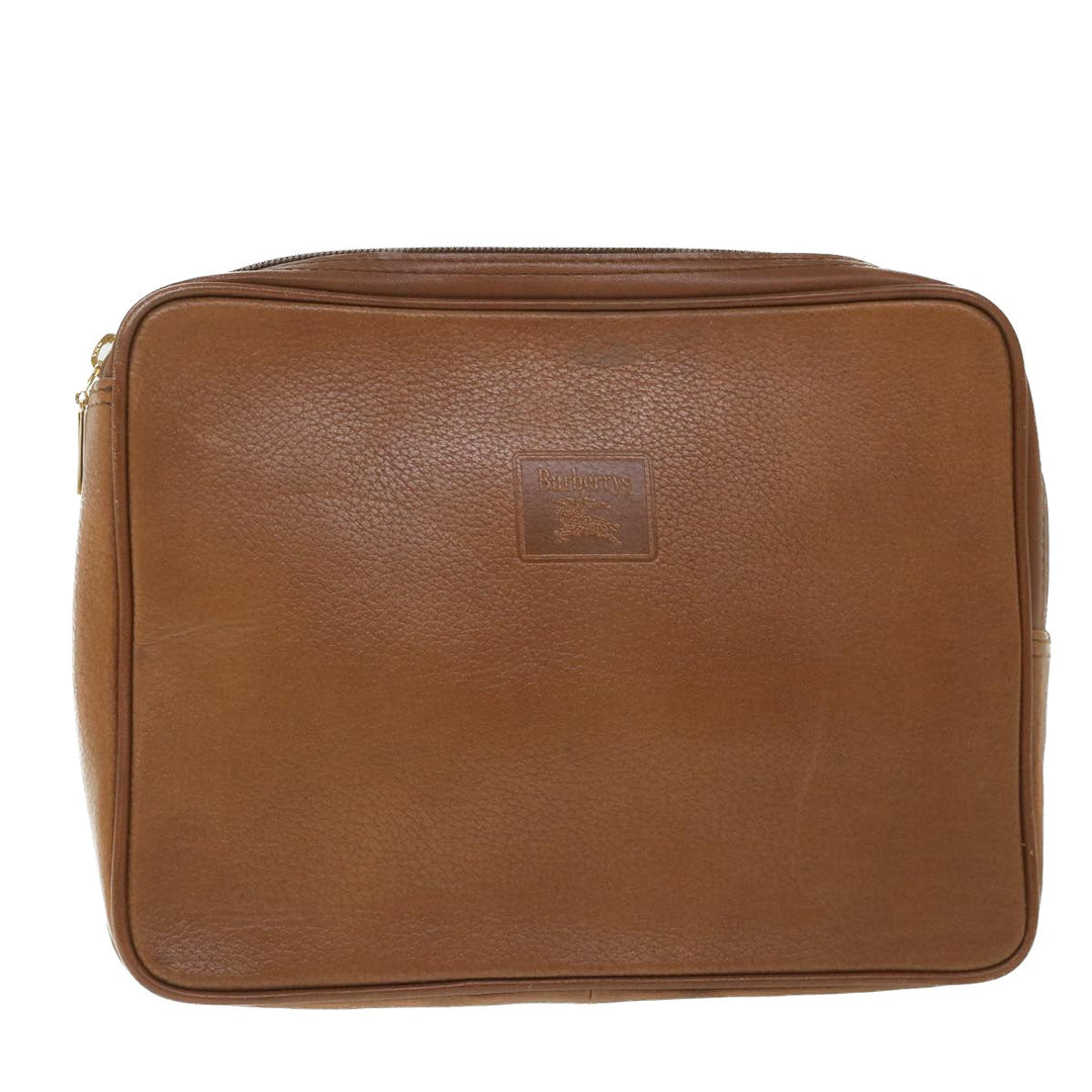 BURBERRYSs Clutch Bag Leather Brown Auth bs8982