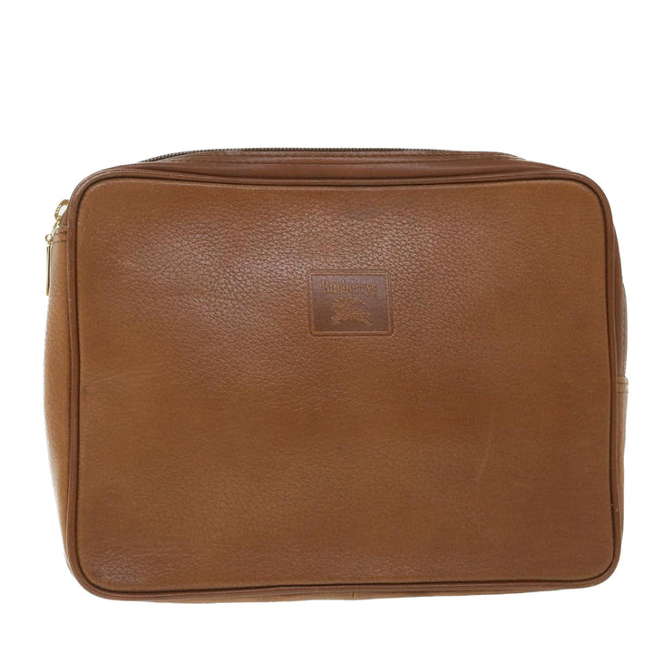 BURBERRYSs Clutch Bag Leather Brown Auth bs8982