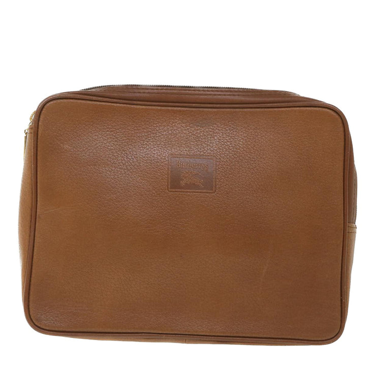 BURBERRYSs Clutch Bag Leather Brown Auth bs8982