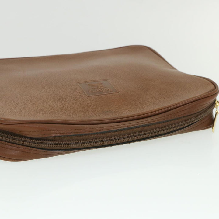 BURBERRYSs Clutch Bag Leather Brown Auth bs8982