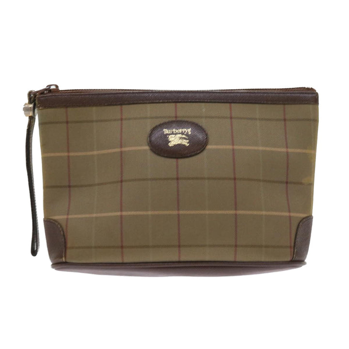 BurberrySs Nova Check Clutch Bag Canvas 2Set Brown Auth bs8985