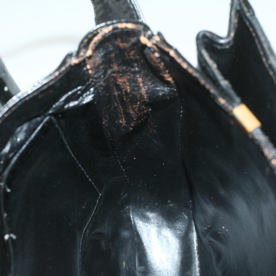 Celine C Macadam Canvas Horse Carriage Shoulder Bag Black Auth bs8998