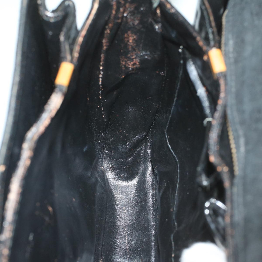Celine C Macadam Canvas Horse Carriage Shoulder Bag Black Auth bs8998