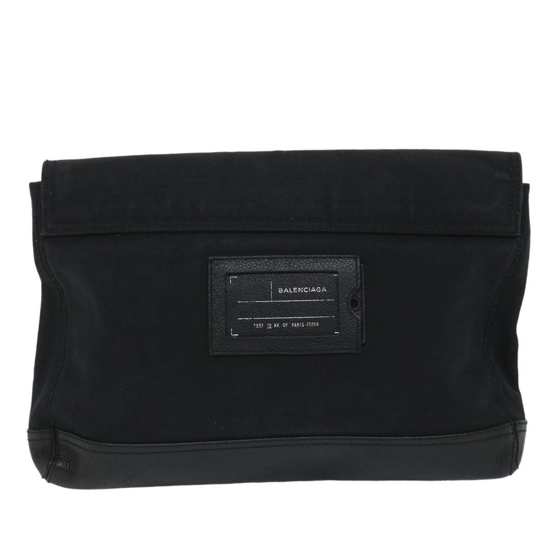 Top Quality Balenciaga Clutch Bag Canvas Black Auth bs9026
