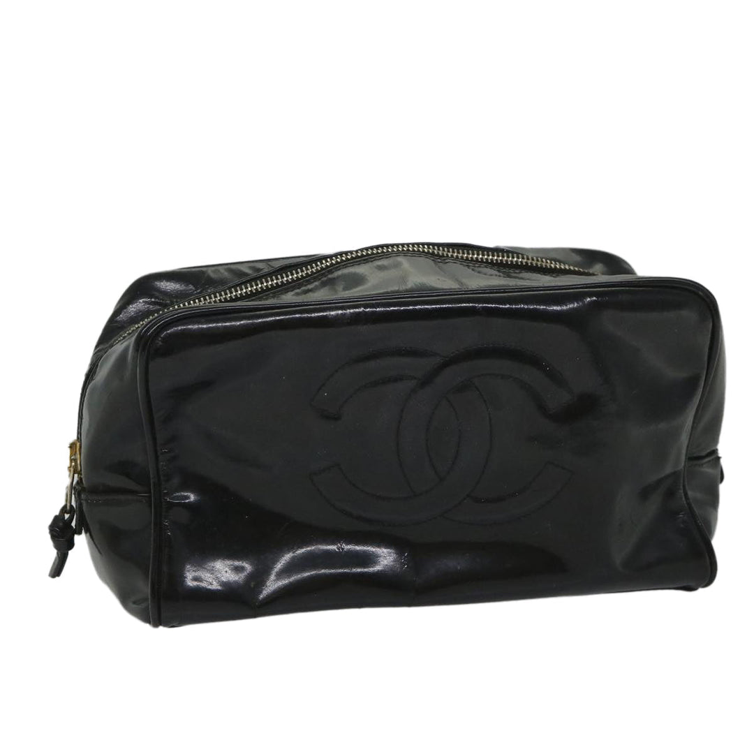 Top Quality Chanel Clutch Bag Patent leather Black CC Auth bs9031