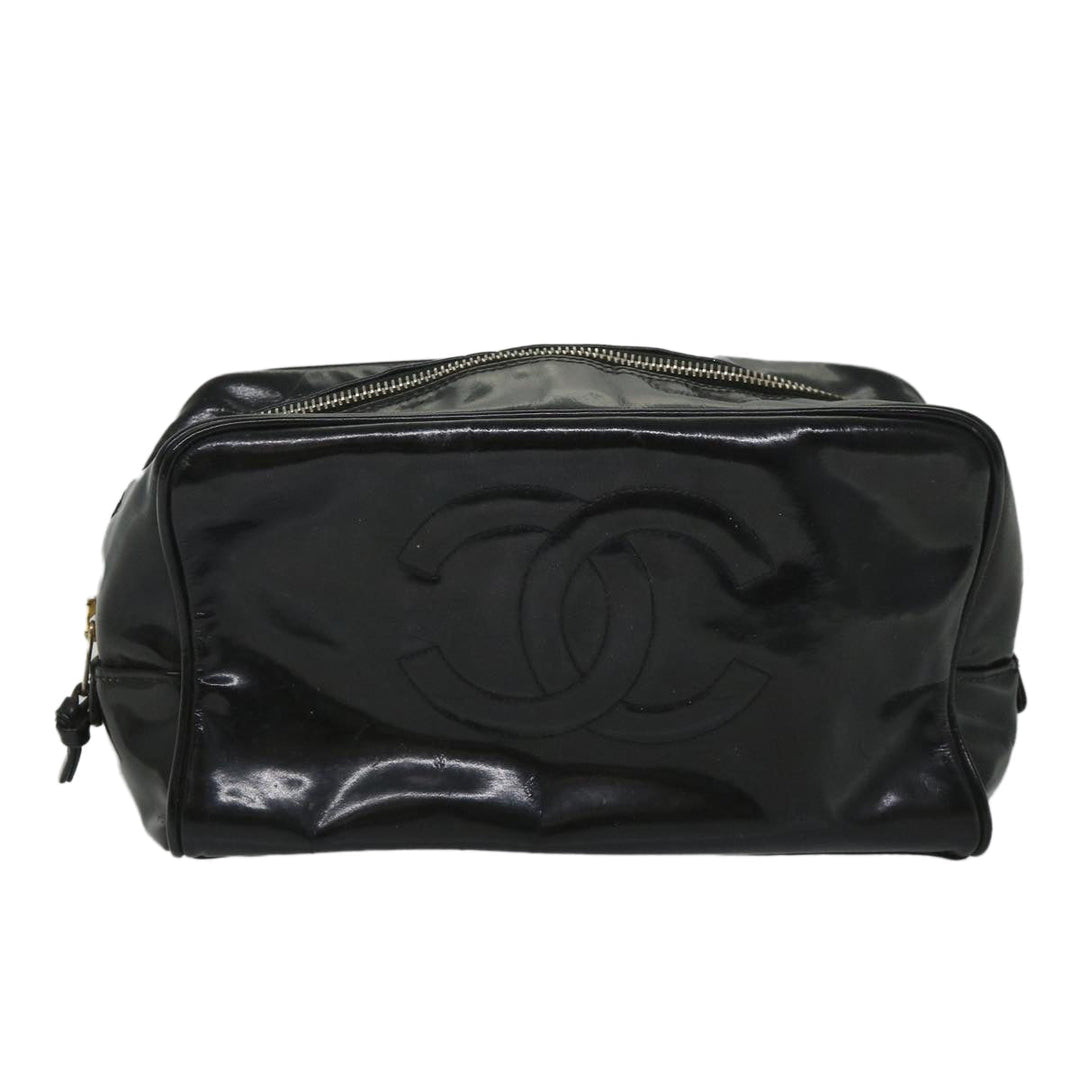 Top Quality Chanel Clutch Bag Patent leather Black CC Auth bs9031