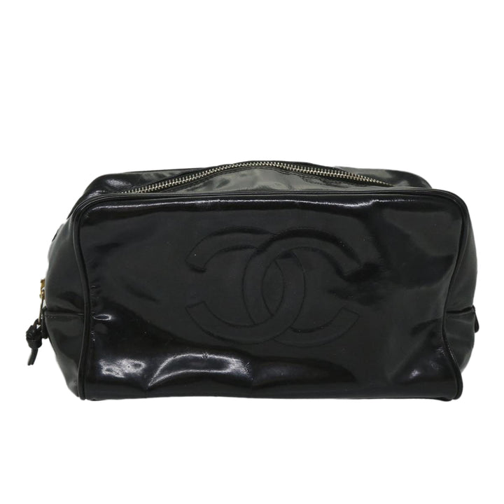 Top Quality Chanel Clutch Bag Patent leather Black CC Auth bs9031