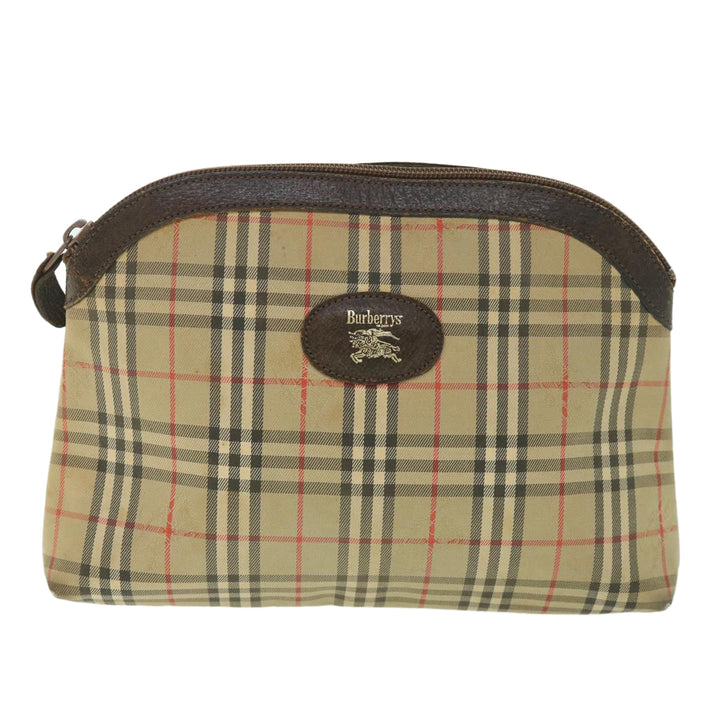 BurberrySs Nova Check Clutch Bag Canvas Nylon Beige Auth bs9050