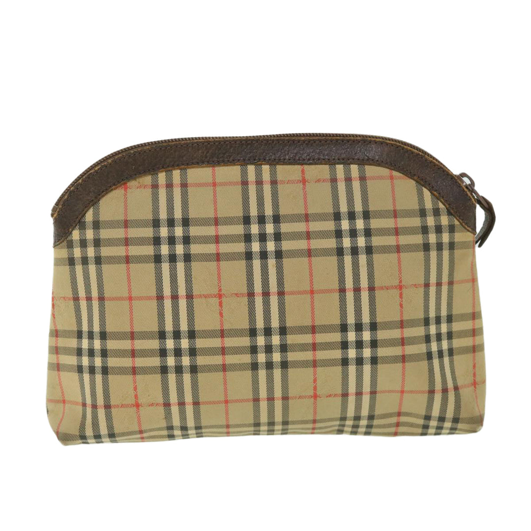 BurberrySs Nova Check Clutch Bag Canvas Nylon Beige Auth bs9050