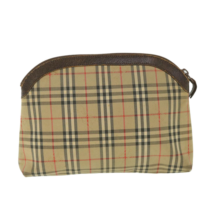 BurberrySs Nova Check Clutch Bag Canvas Nylon Beige Auth bs9050