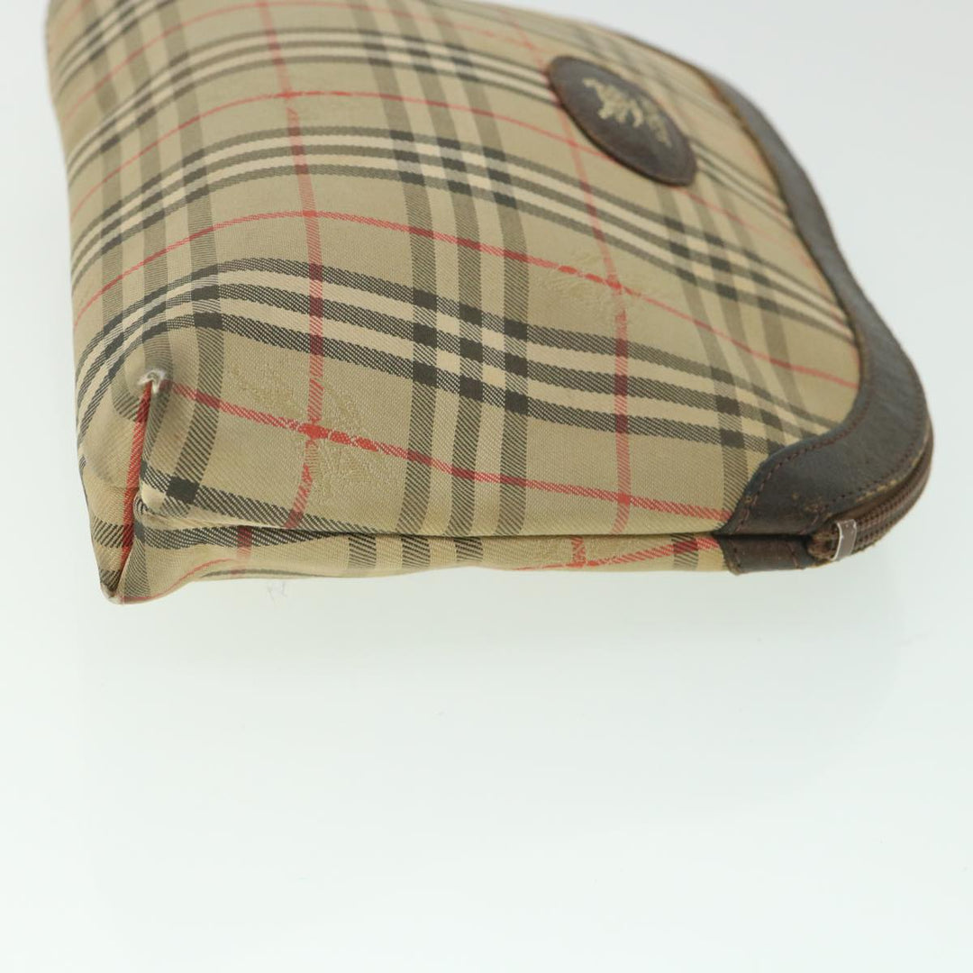 BurberrySs Nova Check Clutch Bag Canvas Nylon Beige Auth bs9050
