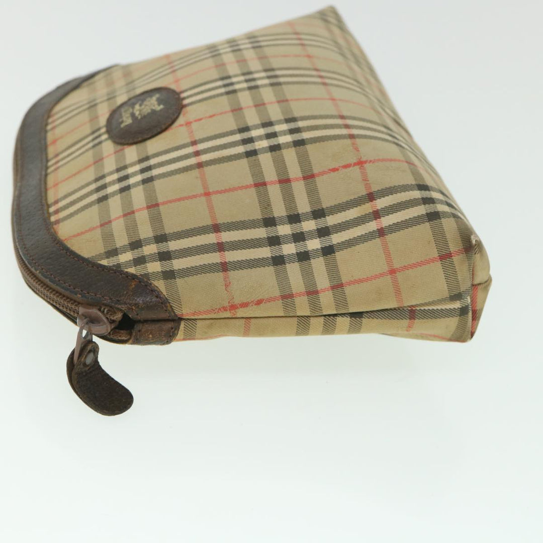 BurberrySs Nova Check Clutch Bag Canvas Nylon Beige Auth bs9050