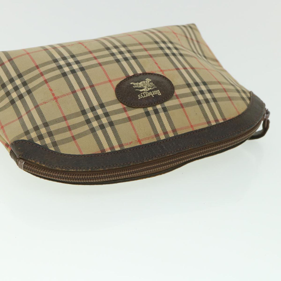 BurberrySs Nova Check Clutch Bag Canvas Nylon Beige Auth bs9050
