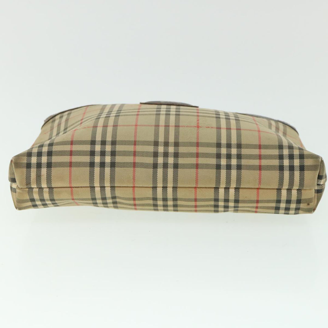 BurberrySs Nova Check Clutch Bag Canvas Nylon Beige Auth bs9050