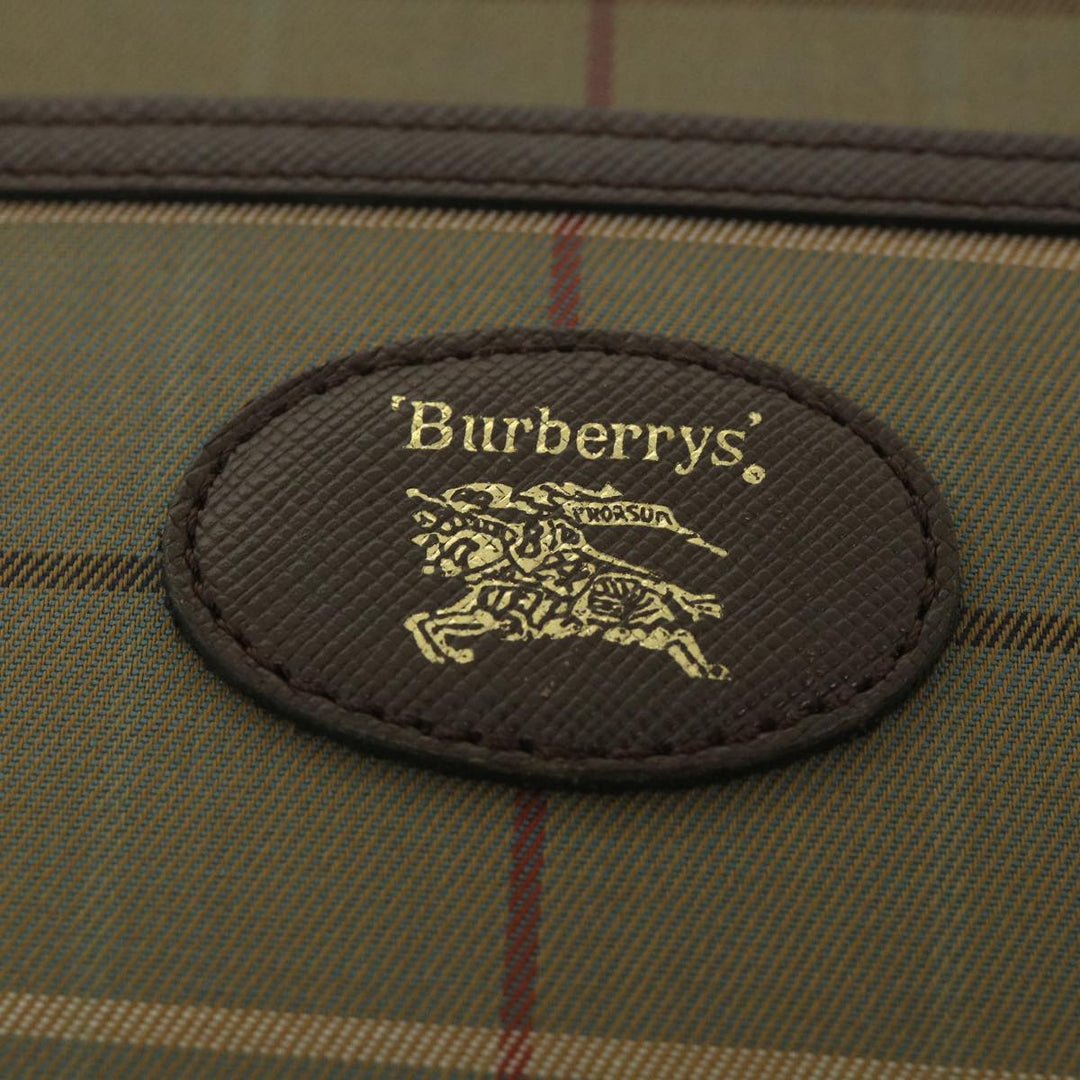 BurberrySs Nova Check Clutch Bag Nylon Canvas Brown Auth bs9091